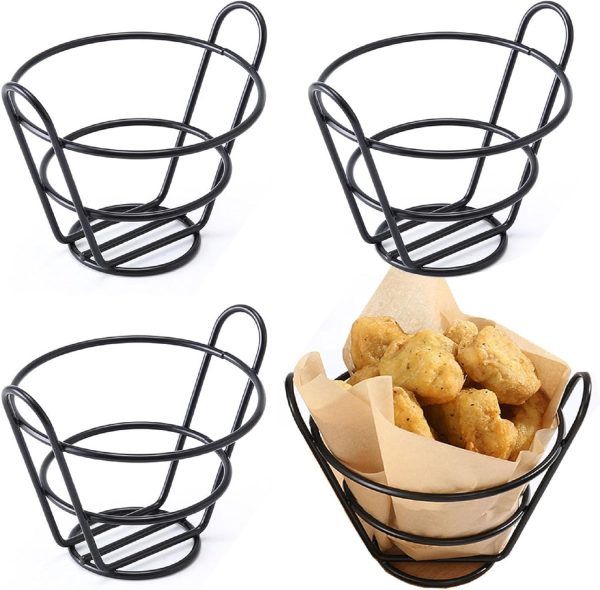 4Pcs French Fries Stand Cone Basket Fry Holder